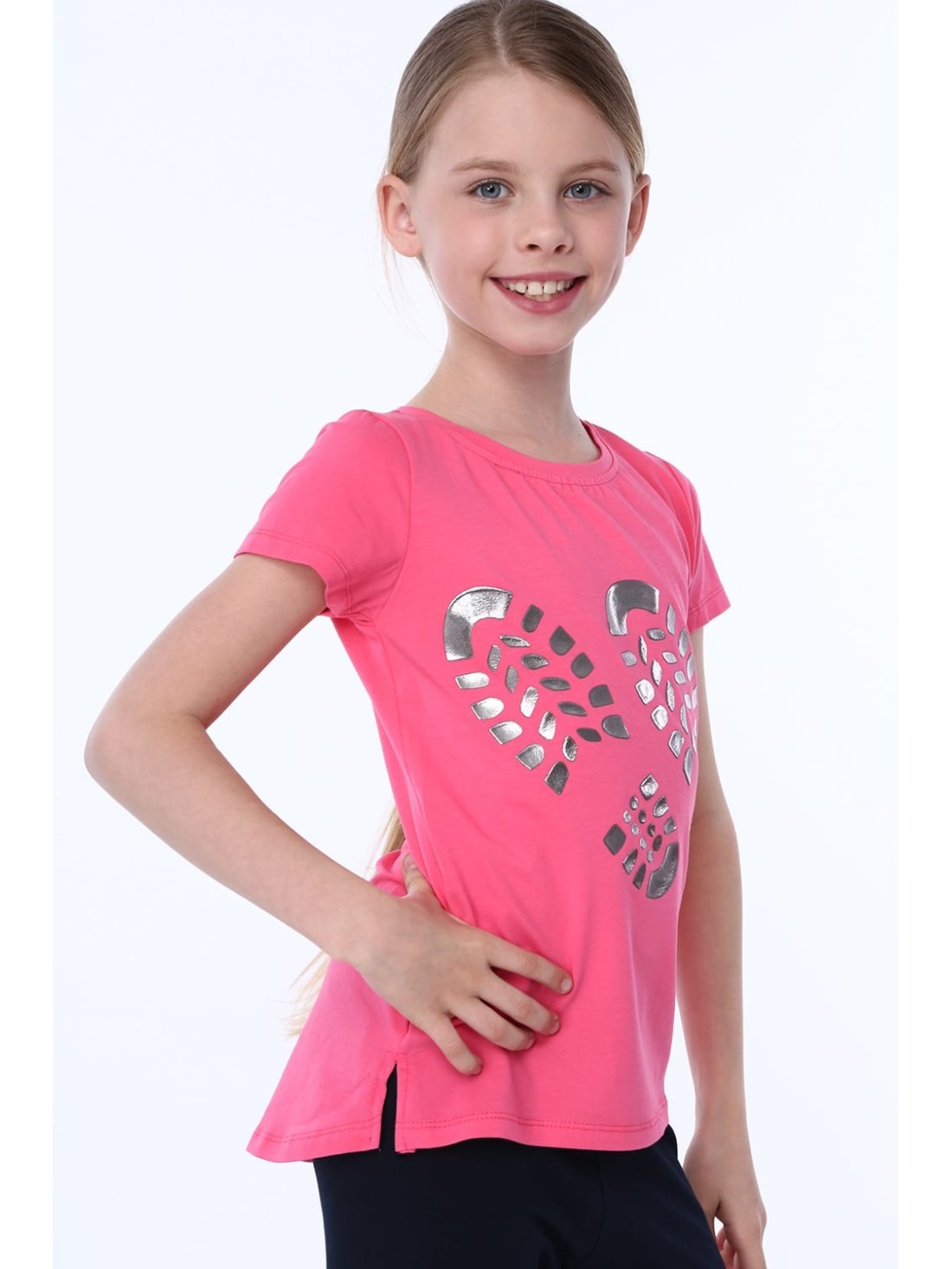 Tricou fete cu amprente, amarant NDZ8254 - Magazin online - Boutique